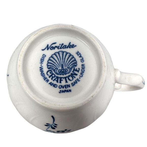 Vintage Noritake Craftone Tea Cups Lot of 5 Porcelain Blue White Floral - Picture 8 of 9